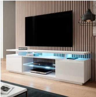 Media Console for Living Room, TV Stand with LED Lights, Media Console for Bedroom, Gaming TV Stand for Living Room
