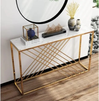 Elegant Media Console with Metal Frame, Living Room Console, Sofa Table, Entryway and Hallway Console