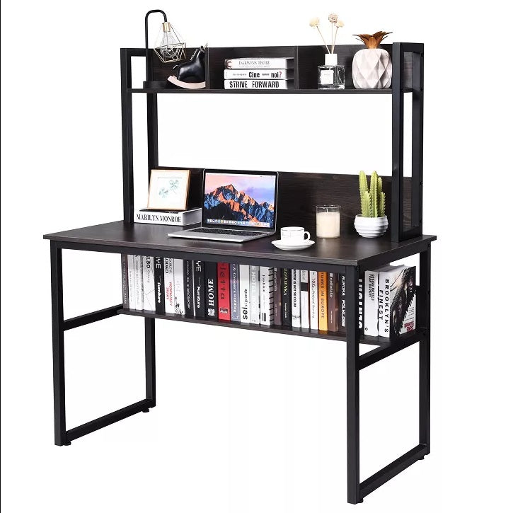 Multifunctional Computer Desk, Study table, Laptop desk, Work Station with Hutch and Book shelf