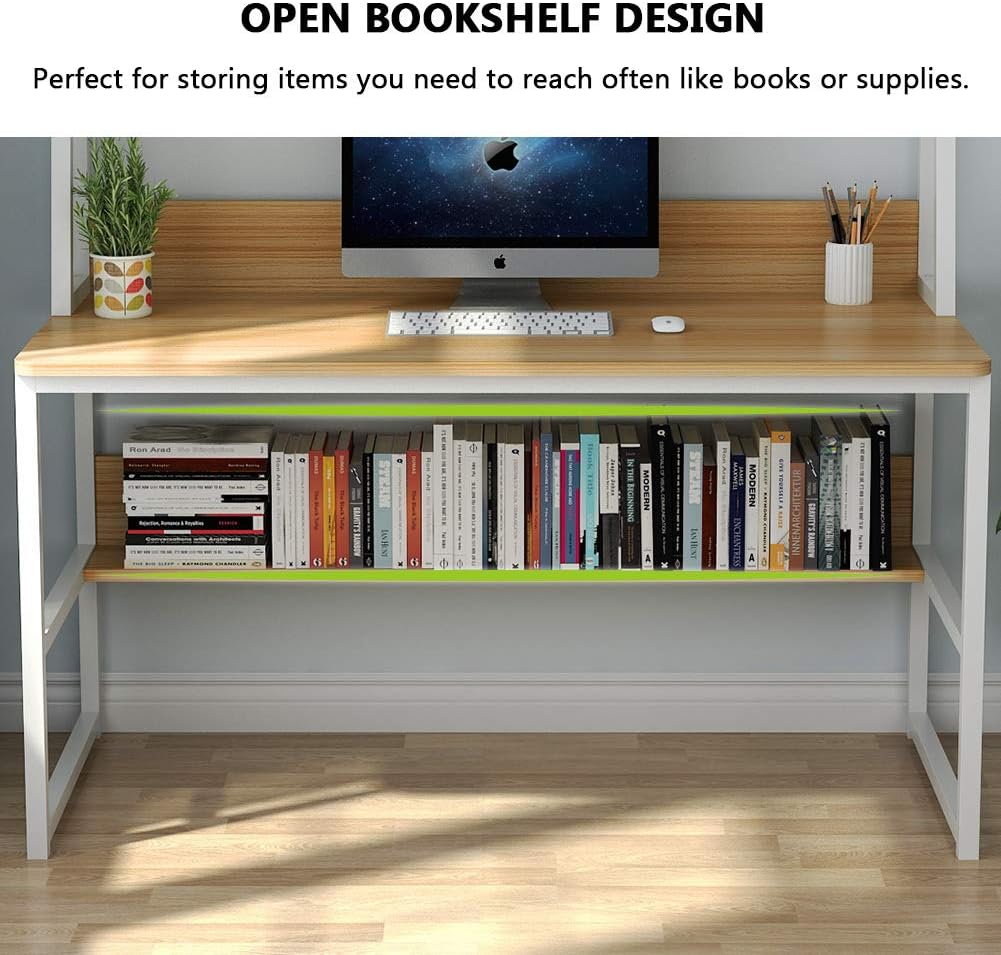 Multifunctional Computer Desk, Study table, Laptop desk, Work Station with Hutch and Book shelf