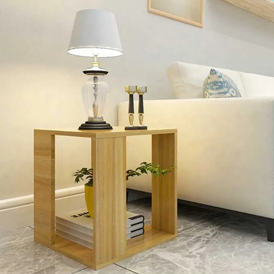 Creative Sofa Side Table Bedside table, Modern Square End side Table with Storage Shelf