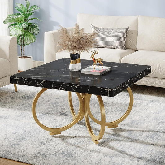Modern Square Shape Coffee Table, End Table, Central Table, Metal Frame Central Table