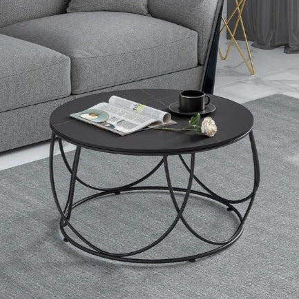 Modern Round Nesting Coffee Table with Metal Frame, Central Table for living Room, Bedroom Table